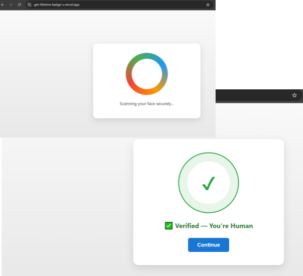 Figure 5. Initial phishing entry point hosted on Vercel masquerading as a 