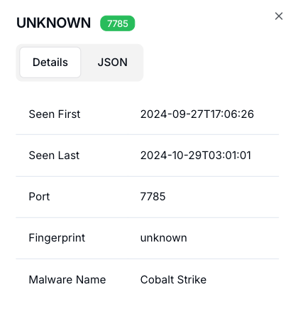 Figure 17: Another Cobalt Strike instance on the same server, running on port 7785