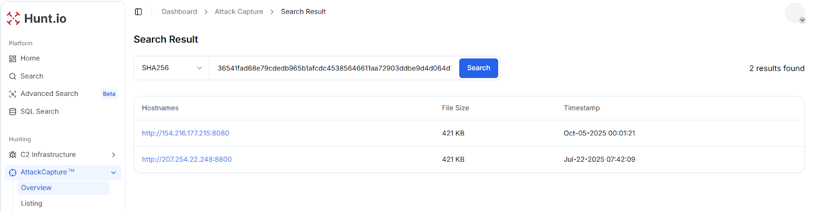 Fig. 15: AttackCapture™ directory listing for 154.216.177[.]215