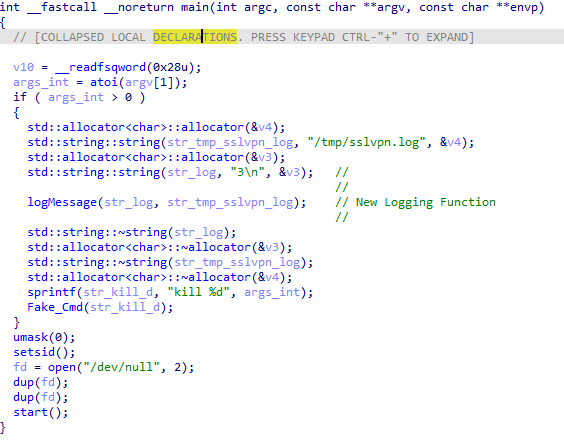 Fig. 05: New Linux Variant of Badcall Backdoor, Main Function