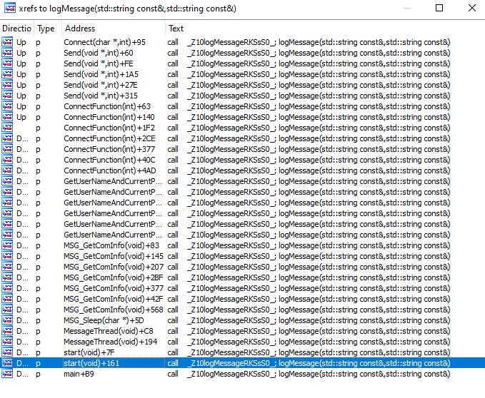 Fig. 07: Xref list of logMessage() function