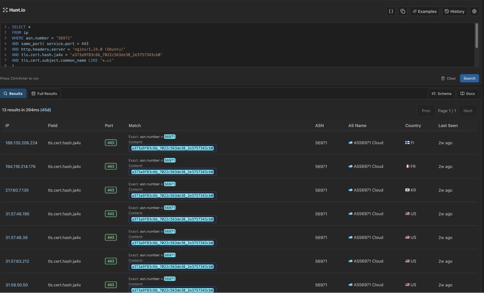 Figure 4: Results from running our Lumma second-stage infrastructure query