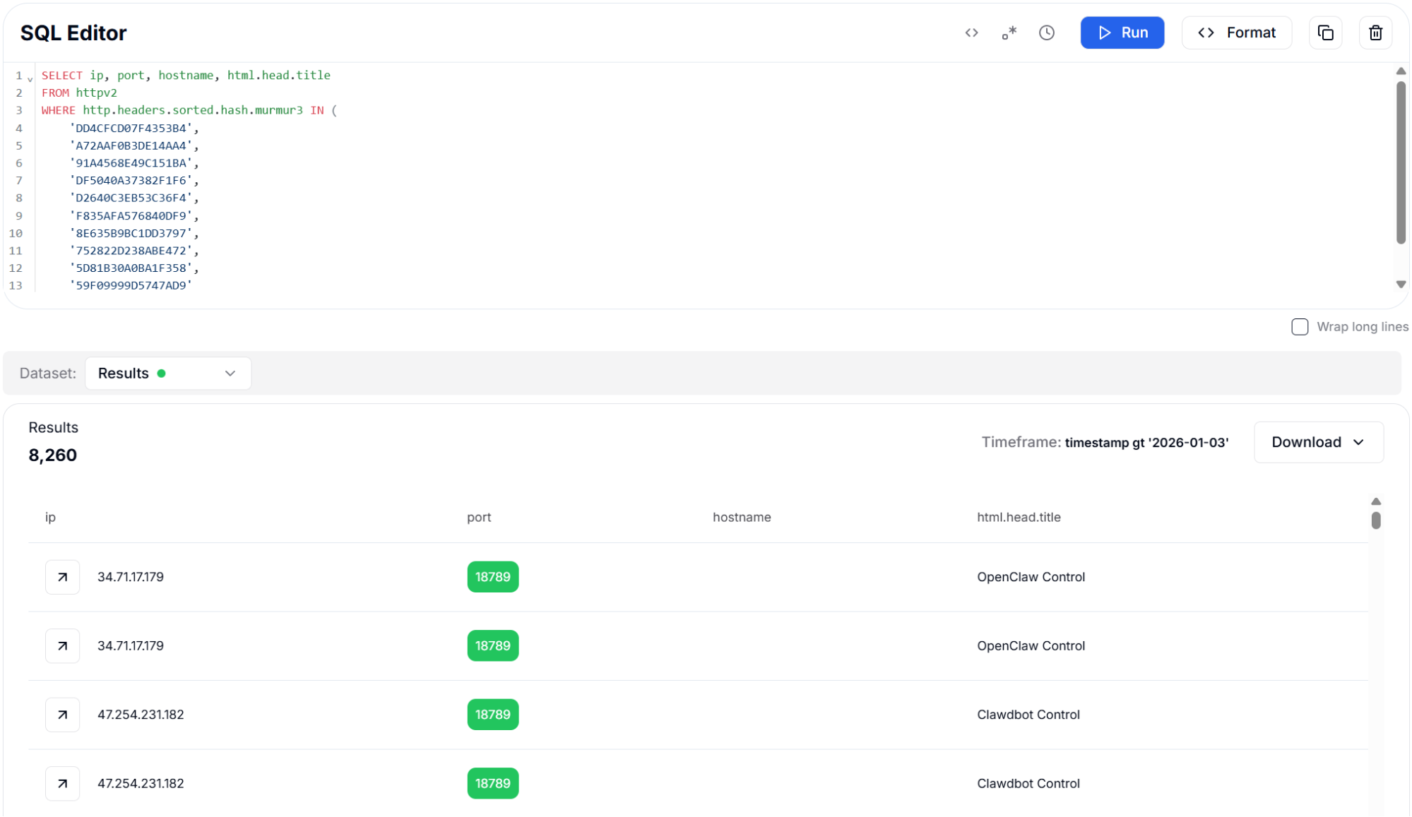 Figure 10: Sorted Header Hash (Murmur3) - 8,260 Results