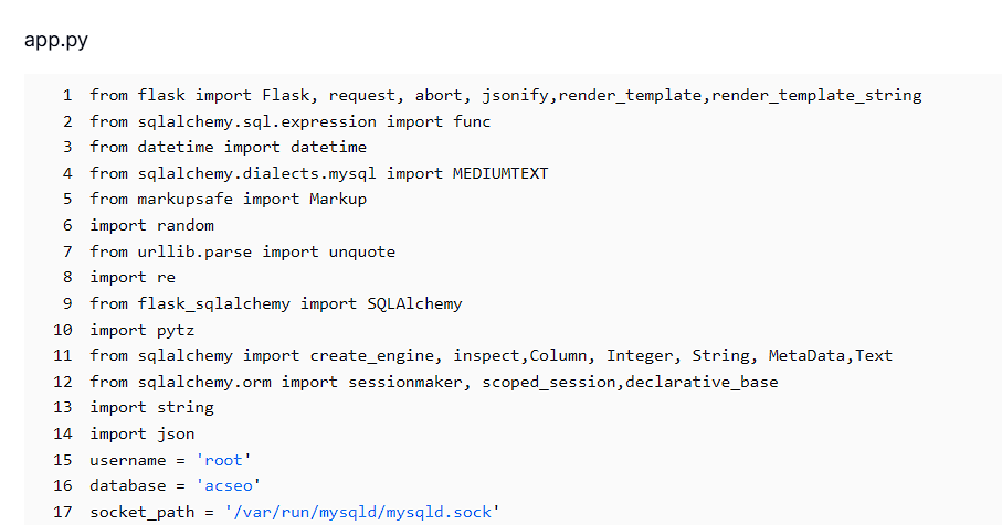 Figure 0.4 AttackCapture™ code inspector showing app.py script, which is used to create dynamic content and a cloaking mechanism