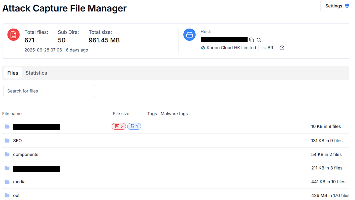 Figure. 02 Open Directories view using AttackCapture™ file manager Open Directories