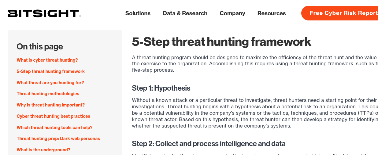 Bitsight's 5-Step Threat Hunting Framework