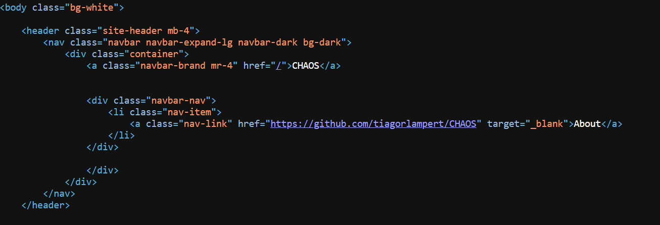 Figure 11: Chaos panel code referencing GitHub repo