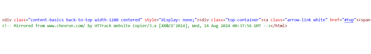 Figure 11. Code analysis showing www.humanenergy-company.com.cargoxpressdelivery[.]com copied from the legitimate Chevron site