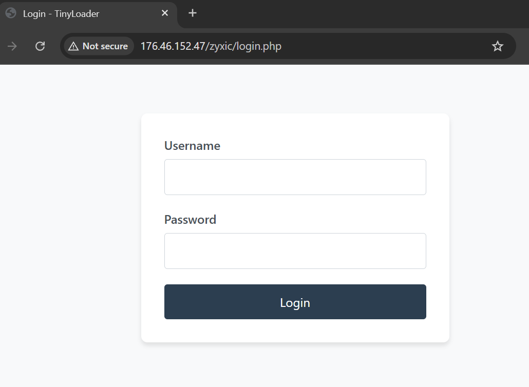 Figure 2: TinyLoader command-and-control login panel