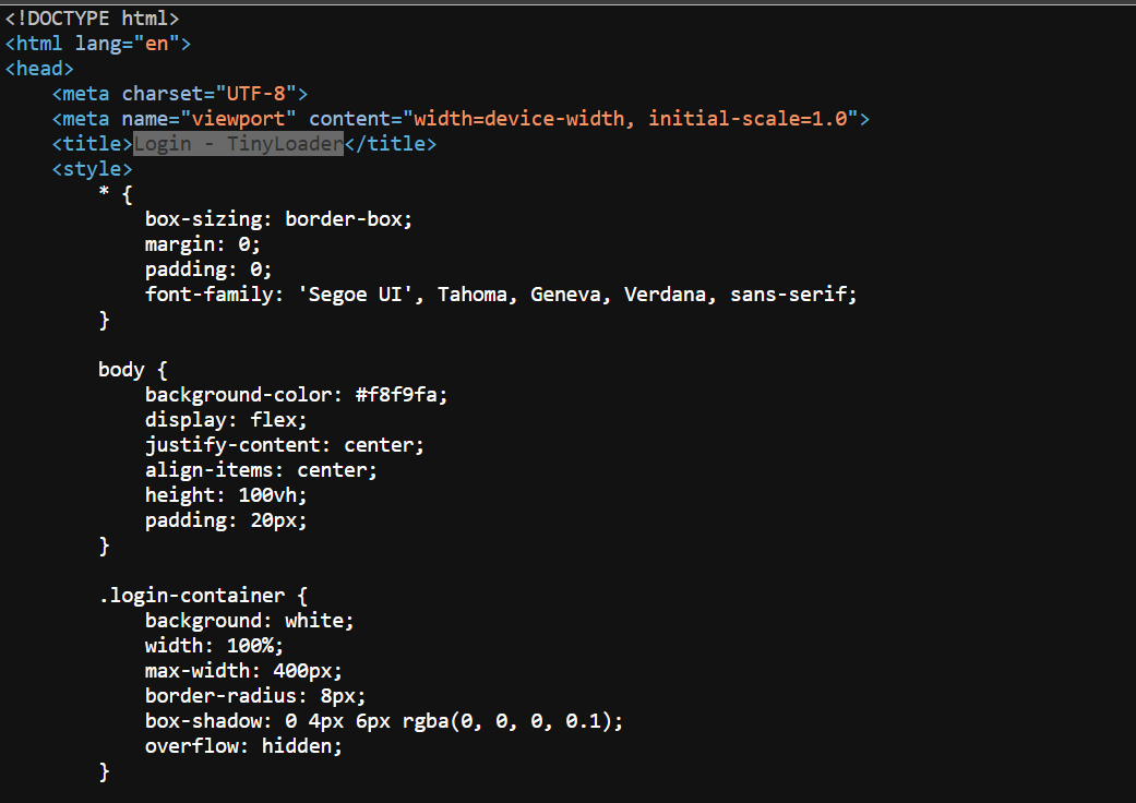 Figure 3: Source code showing