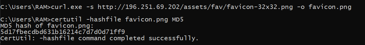 Figure 7: Extracting HookBot favicon MD5 locally